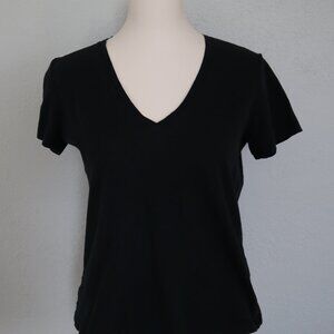 Madewell Black V-Neck Cotton Tee (Size S)